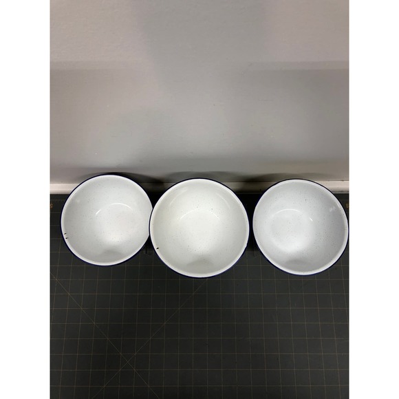 3 Vintage Red, Yellow, & Green Speckled 6 1/4" Enamelware Bowls Metal - Picture 5 of 14